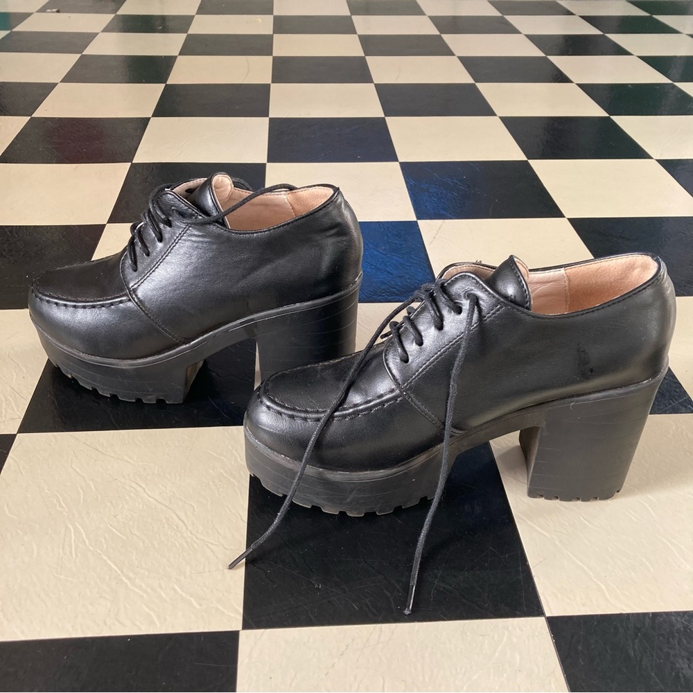 Gothic Chunky Lace Up Boot Heels